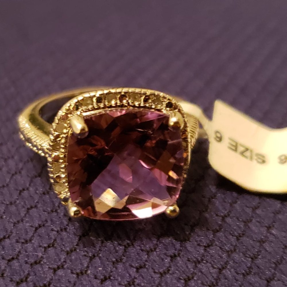Amethyst (3/4 ct. t.w.) & Diamond Accent Ring- Size 6- With FREE SHIPPING!